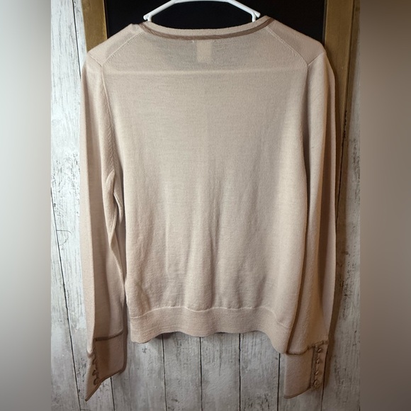 NWT J.CREW Sweater Women's L Merino Wool Cardigan Button Up Beige with Pockets - Picture 7 of 8